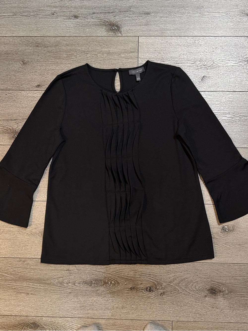 The Limited Black Pleated Bell Sleeve Blouse